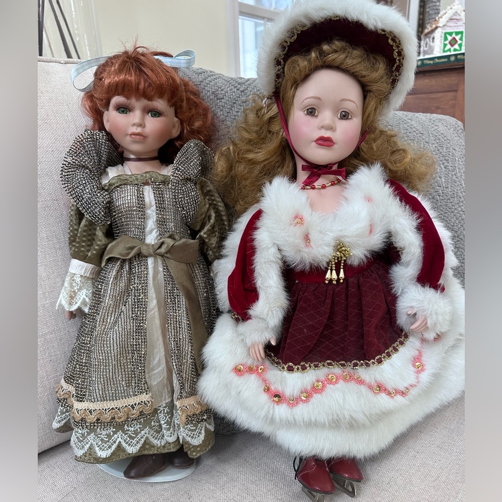 Vintage Victorian dolls, set of two.